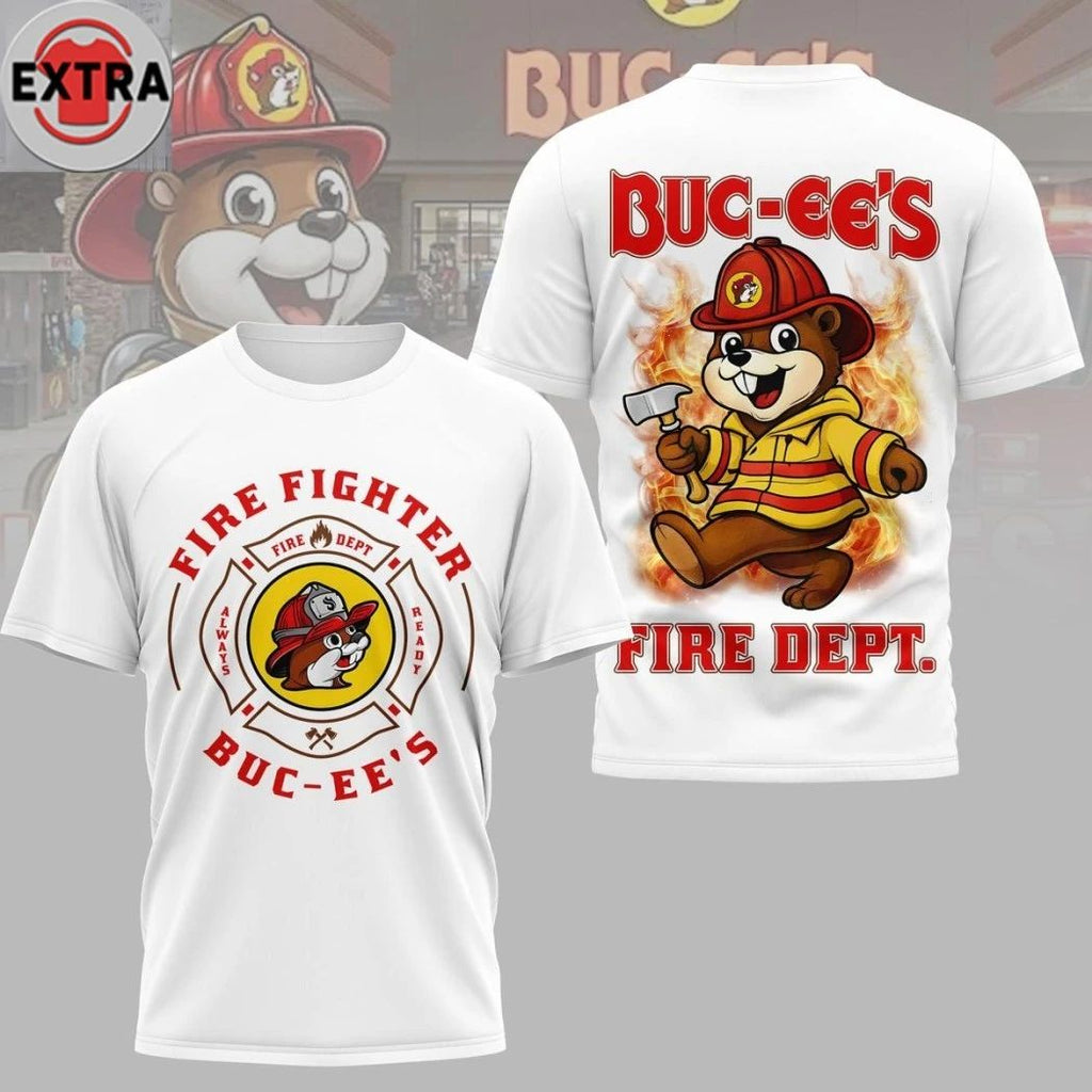 Buc-ee’s Fire Fighter Always Ready Logo 2026 Two Sided T-Shirt
