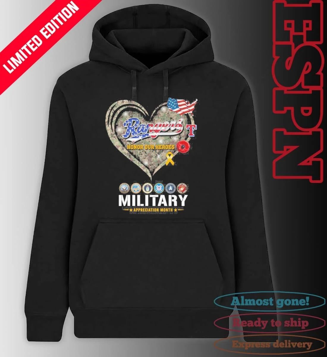 Texas Rangers Honor Our Heroes Military Appreciation Month Shirt