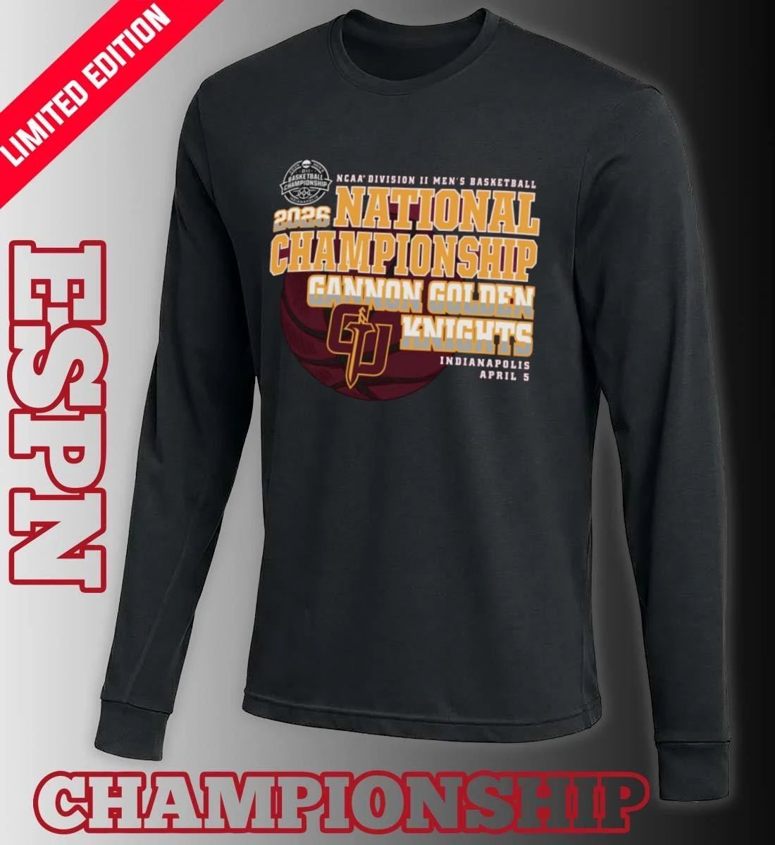 Gannon Golden Knights 2026 NCAA DII Men’s Basketball National Championship Bound T-Shirt