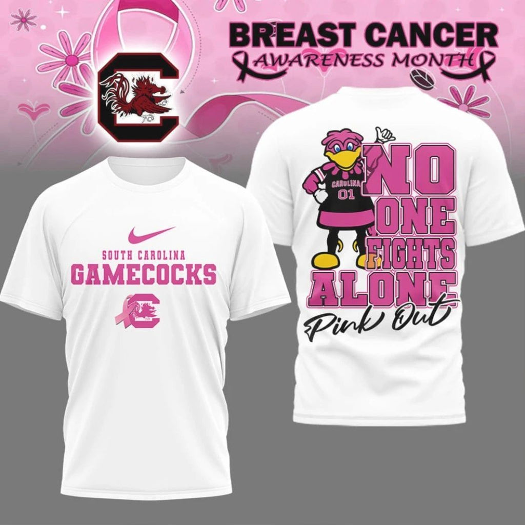 Original South Carolina Gamecocks Pink Out Breast Cancer Awareness No One Fights Alone Shirt