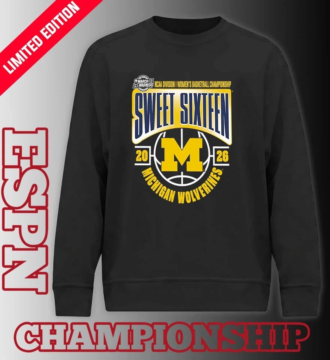 Michigan Wolverines Sweet 16 NCAA DI Women’s Basketball Tournament March Madness 2026 T-Shirt