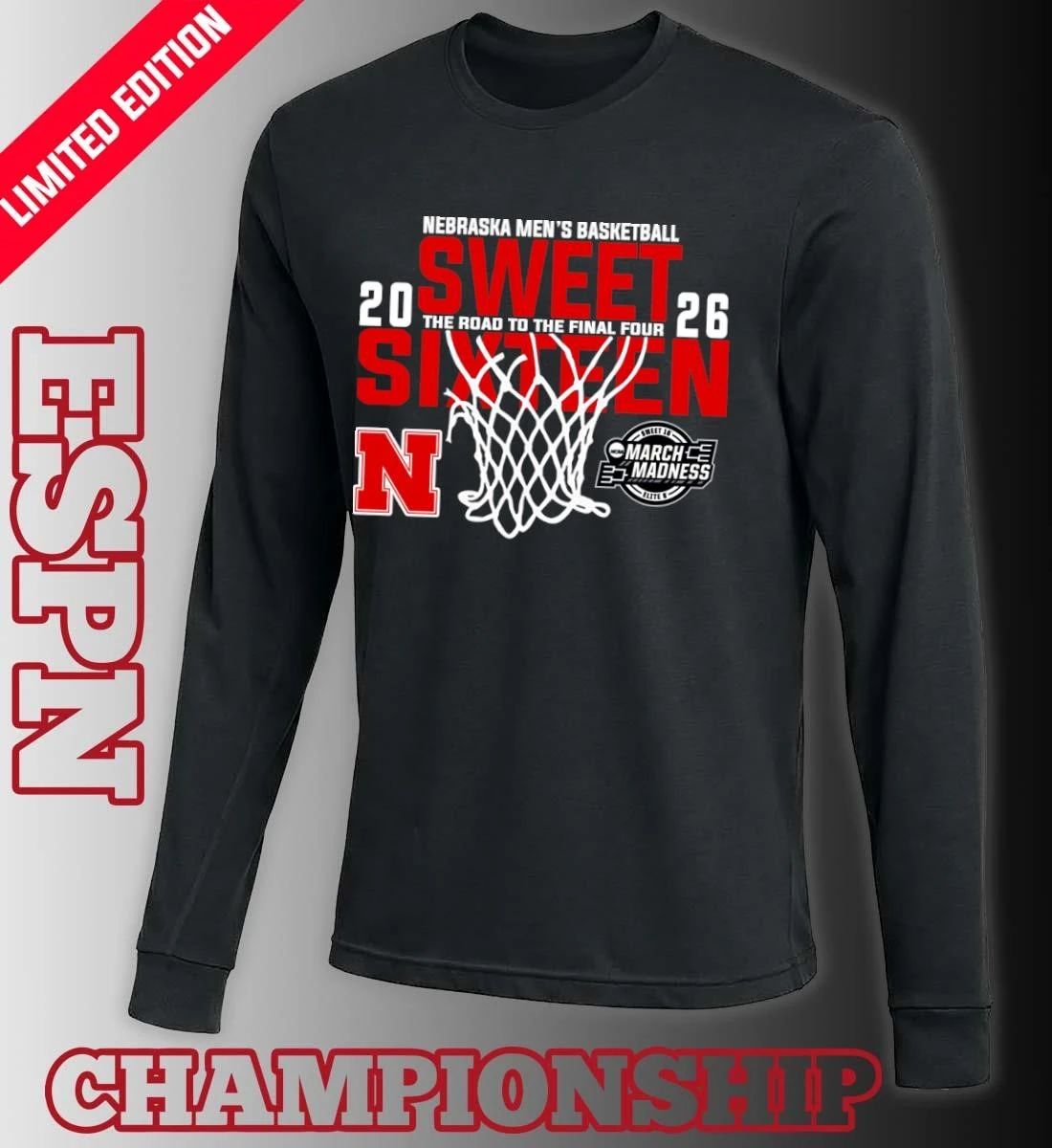 Nebraska Men’s Basketball 2026 Sweet Sixteen The Road To The Final Four Shirt