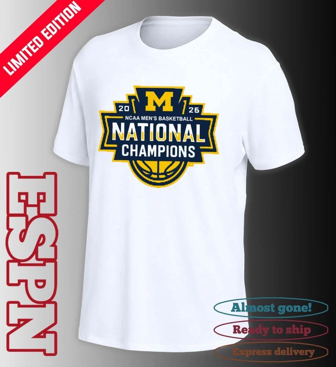 Michigan Wolverines 2026 NCAA DI Men’s Basketball National Champions Official Logo T-Shirt