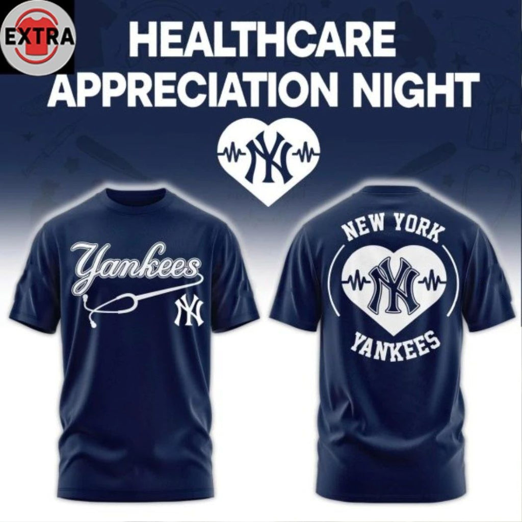 New York Yankees Healthcare Appreciation Night 2026 Celebrate Logo Two Sided T-shirt