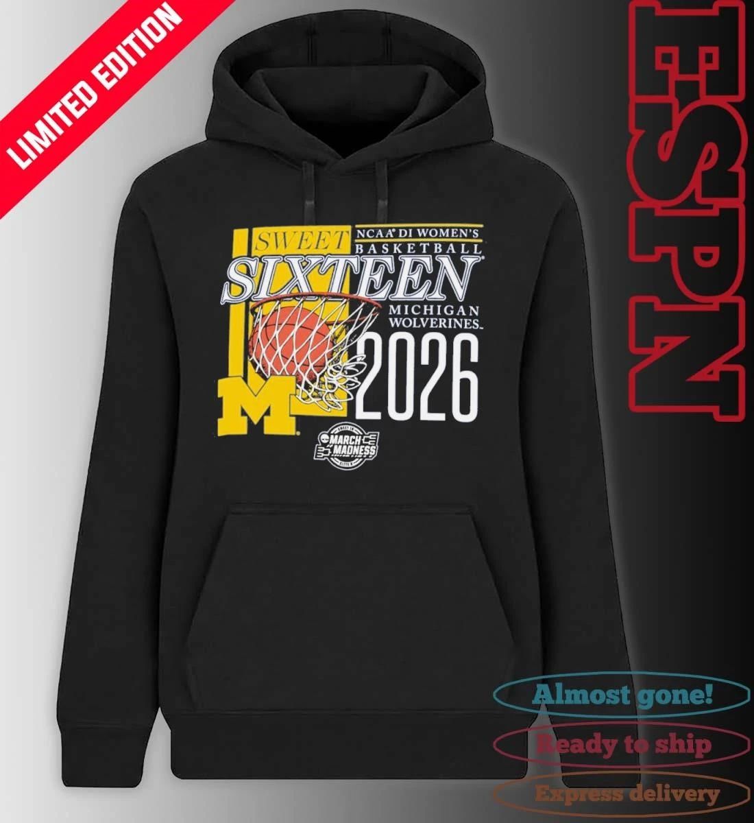 Michigan Wolverines 2026 NCAA DI Women’s Basketball Sweet Sixteen – Fort Worth Regional T-Shirt