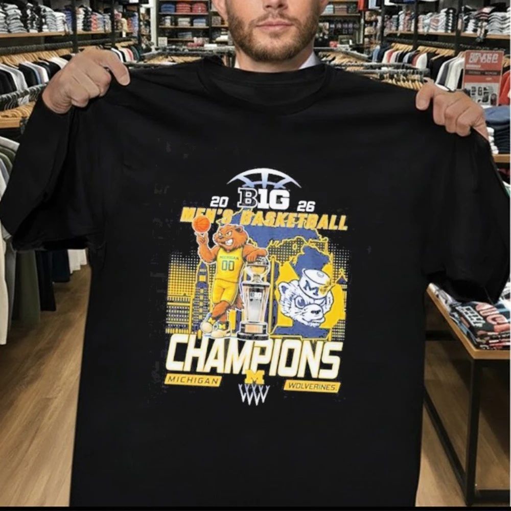 Michigan Wolverines 2026 Big Ten Men’s Basketball Season Champions Mascot Trophy Shirt