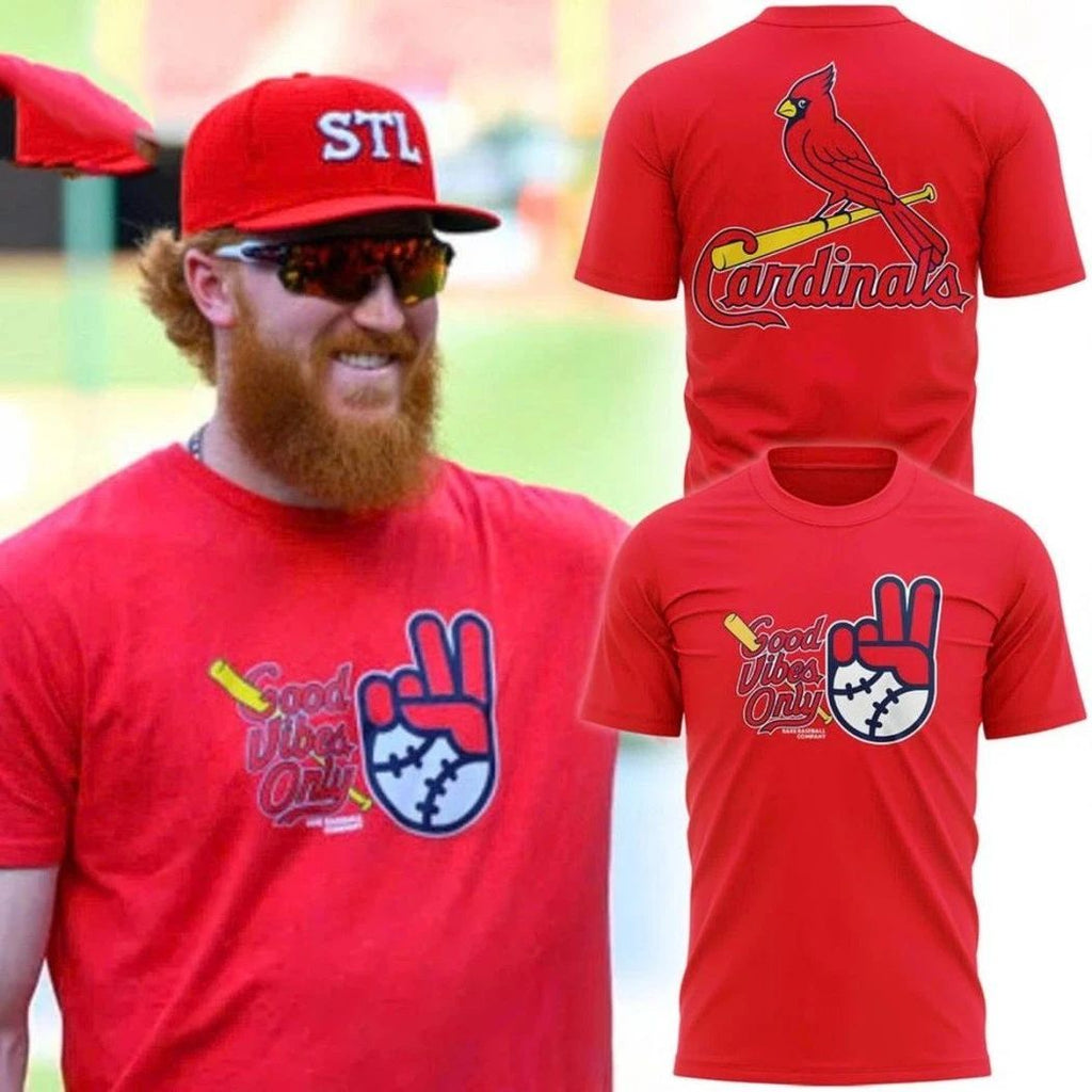 St. Louis Cardinals Inspired Good Vibes Only 2026 Logo Two Sided Shirt