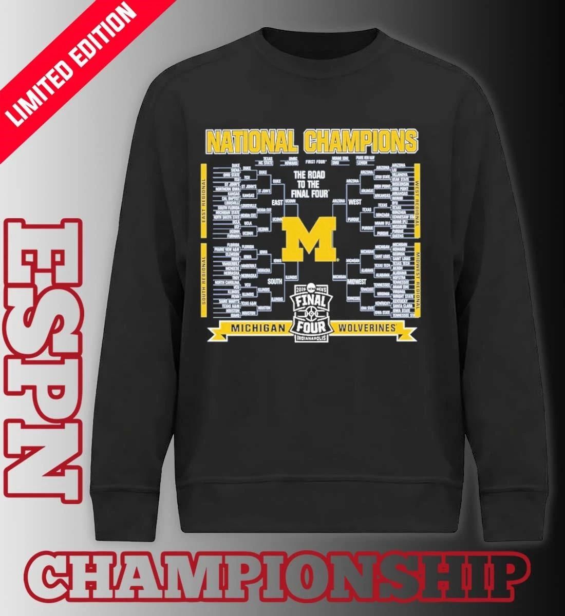 Michigan Wolverines 2026 NCAA Men’s Basketball National Champions Vintage Bracket T-Shirt