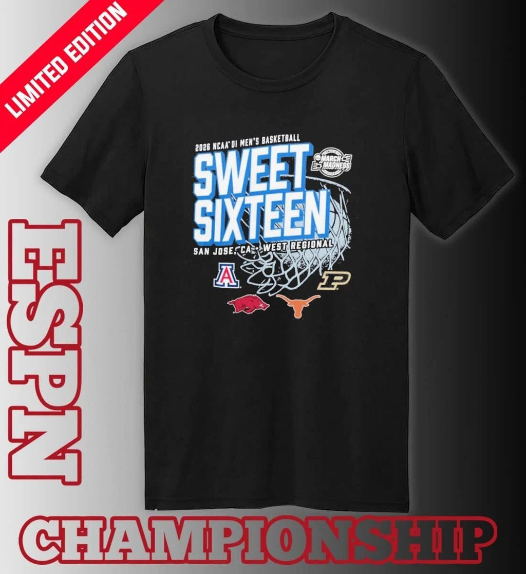 San Jose, CA West Regional 2026 NCAA DI Men’s Basketball Sweet Sixteen T-Shirt