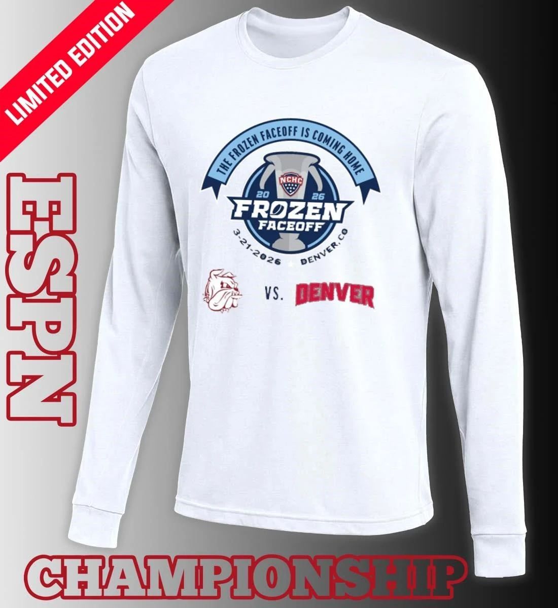 Denver Pioneers vs Minnesota Duluth Hockey 2026 NCHC Frozen Faceoff Matchup T-Shirt