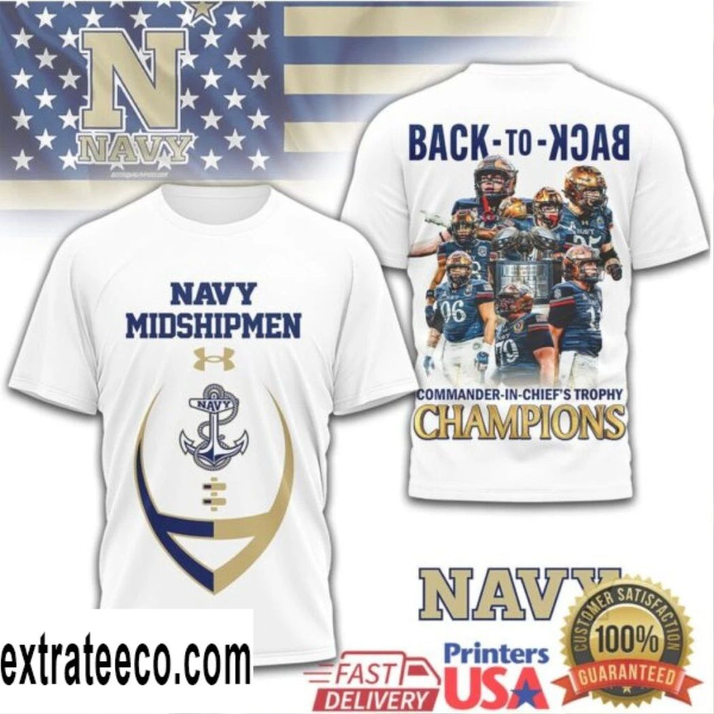 Navy Football Back to A8 Commander In Chief’s Trophy Champions Logo Shirt