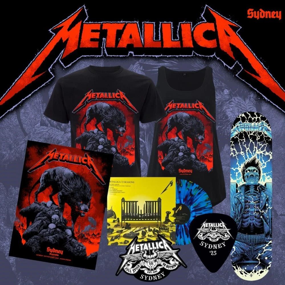 Metallica M72 Sydney Australia 2025 Art By Ken Taylor exclusive Pop-Up Shop T-Shirt