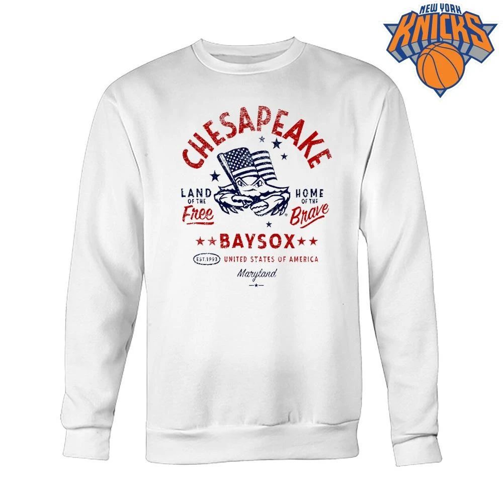 Chesapeake Baysox Maryland Crab Holding American Flag Est 1993 Baseball Fan Vintage Shirt