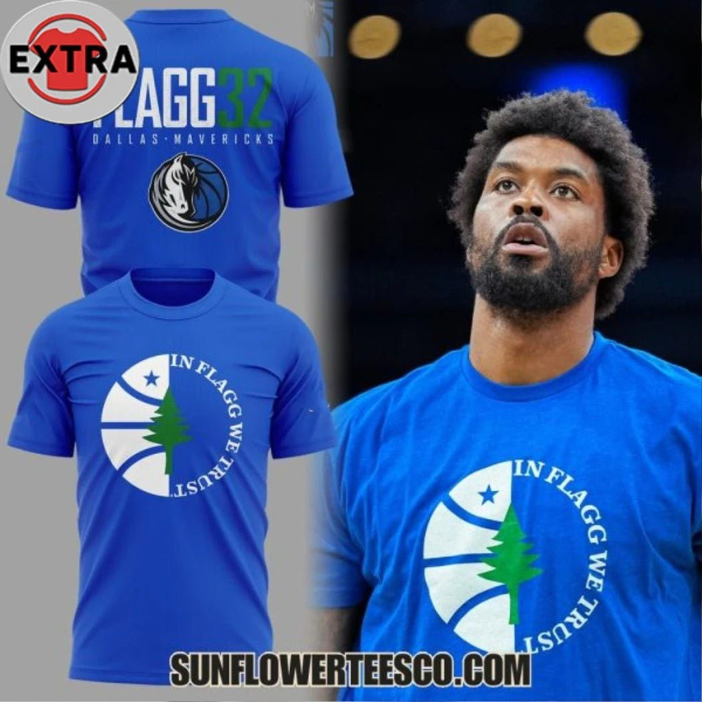 Dallas Mavericks In Flagg We Trust 2026 Blue Logo Two Sided Shirt