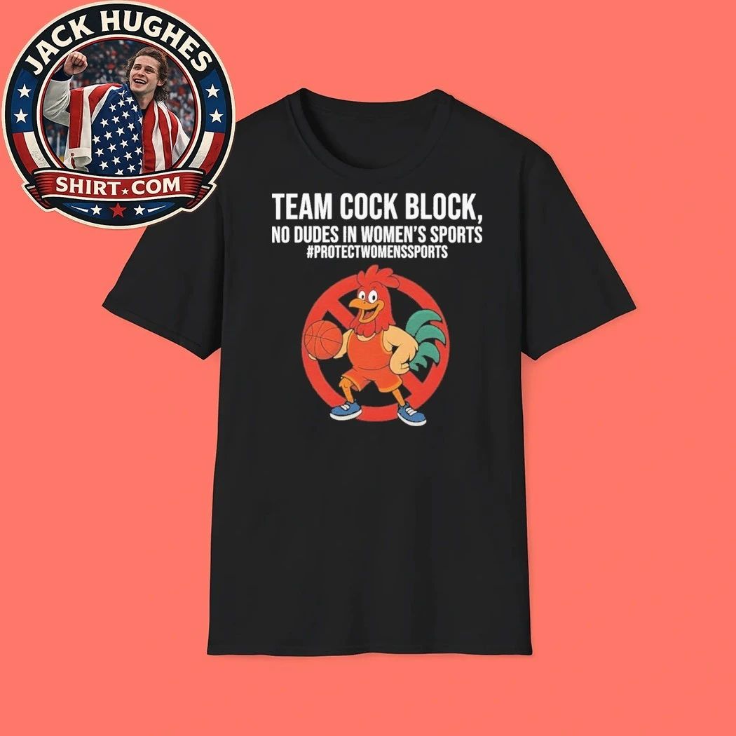 Team Cock Block Shirt – Bold Rooster Basketball Block Graphic Protest T-Shirt