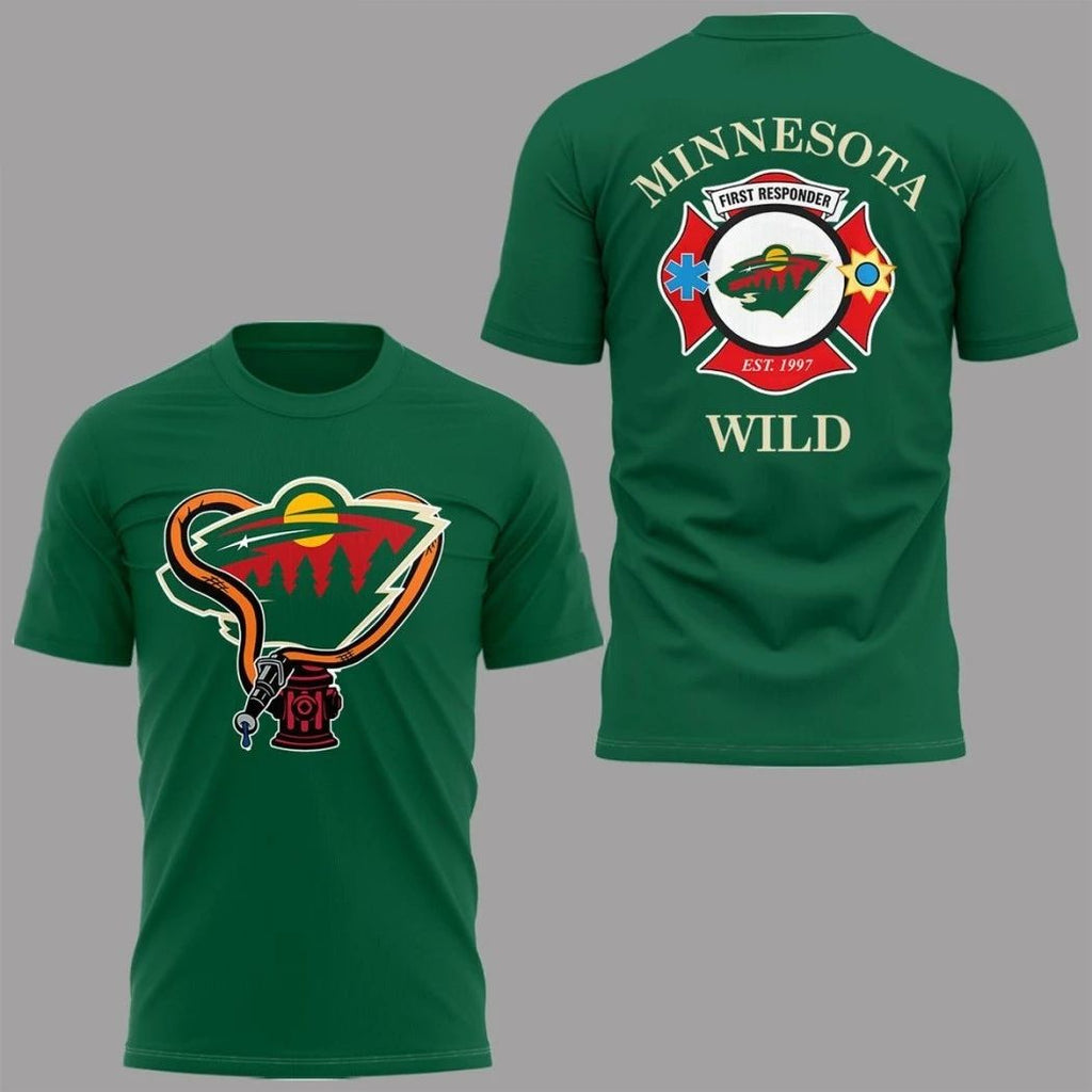 Original Minnesota Wild x First Responders Night 2026 Green Hoodie Shirt