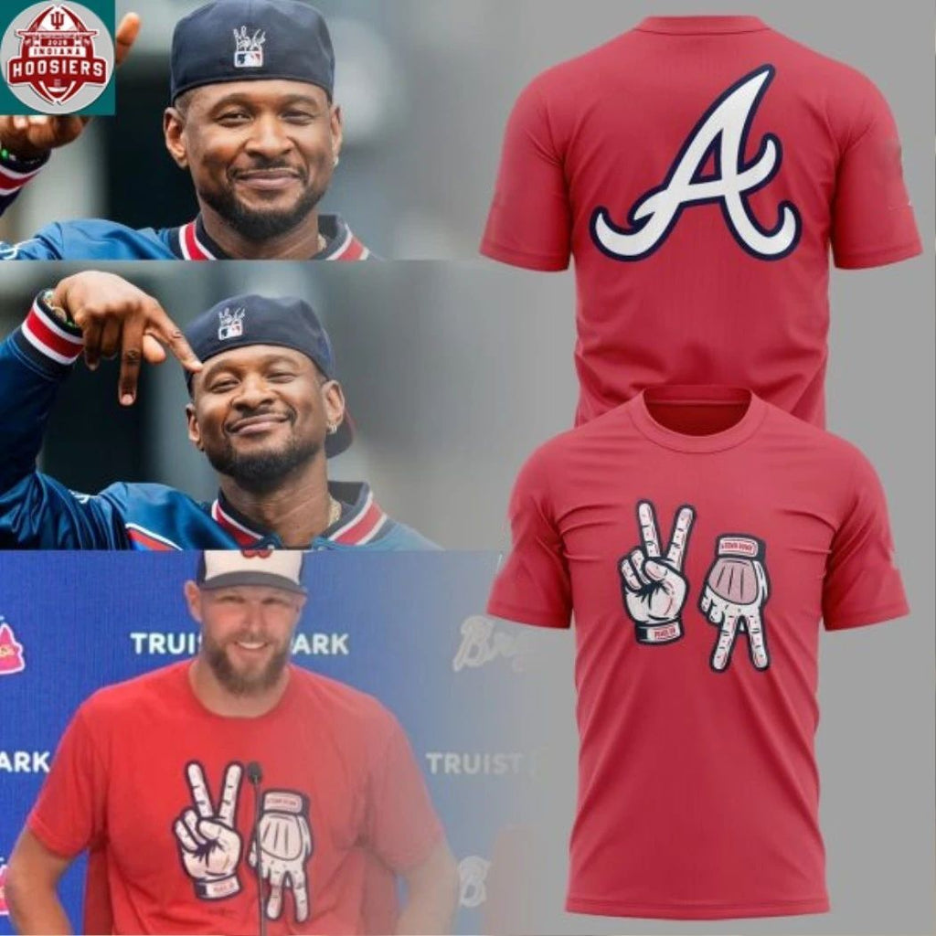 Atlanta Braves Usher 2026 Peace Up A-Town Down Logo Two Sided T-Shirt