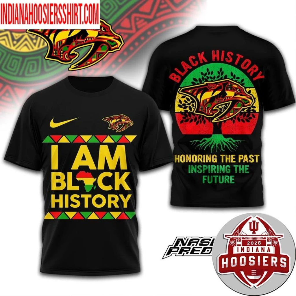 Nashville Predators 2026 NHL Black History Map And Logo Two Sided Shirt