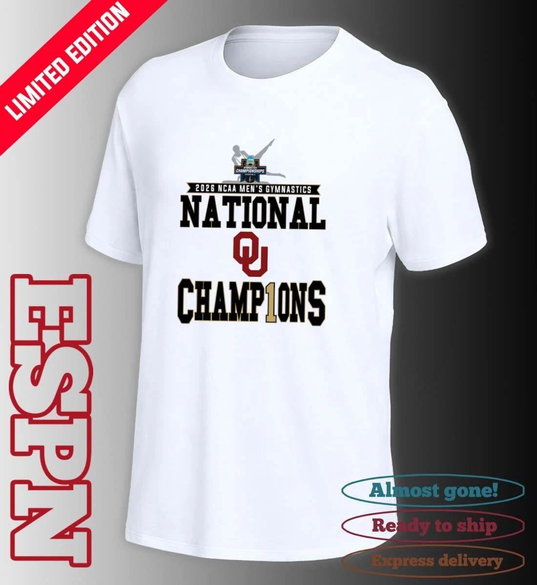 Oklahoma Men’s Gymnastics 2026 NCAA National Champions Locker Room T-Shirt