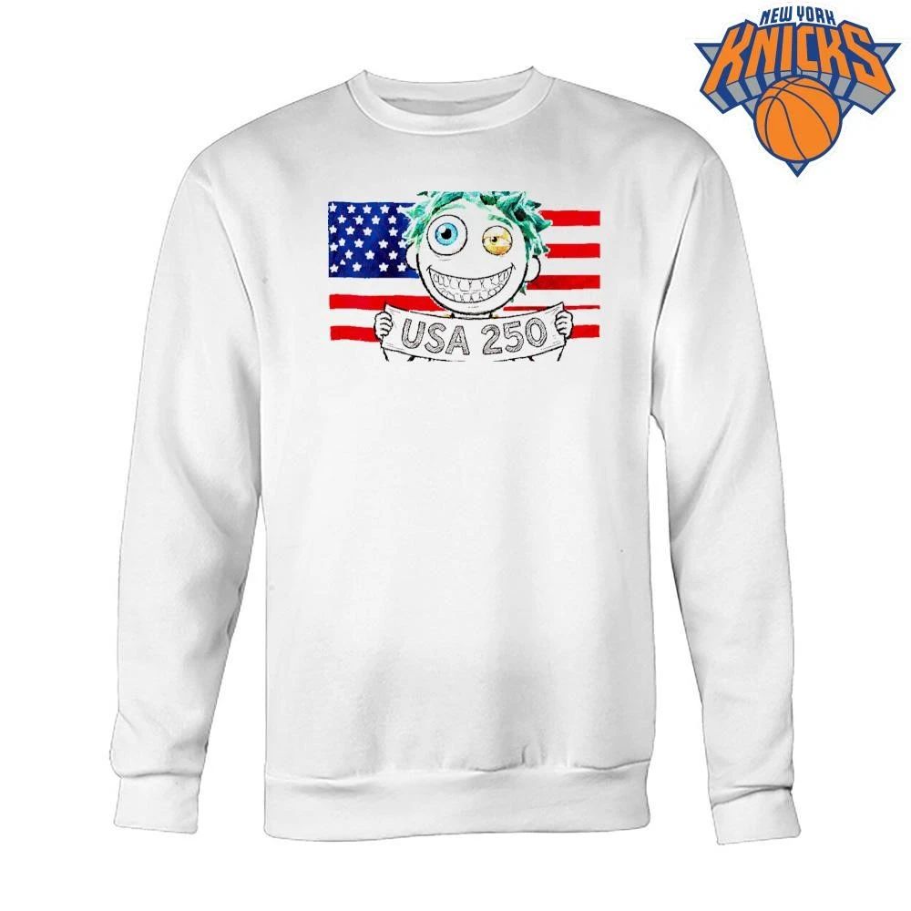 Cartoon Crazy Eyes Green Hair USA 250 Semiquincentennial Celebration American Flag shirt