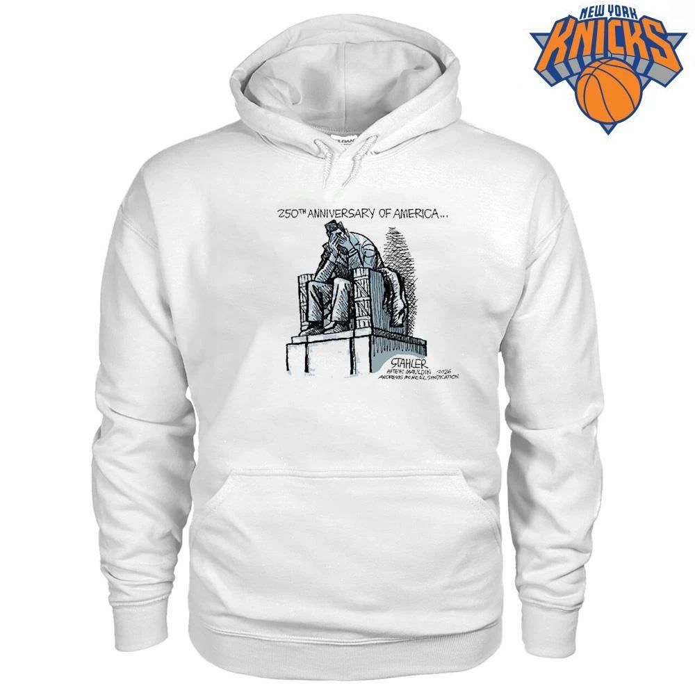 Happy 4th of July 250th Anniversary of America Crying Abraham Lincoln Statue Cartoon shirt