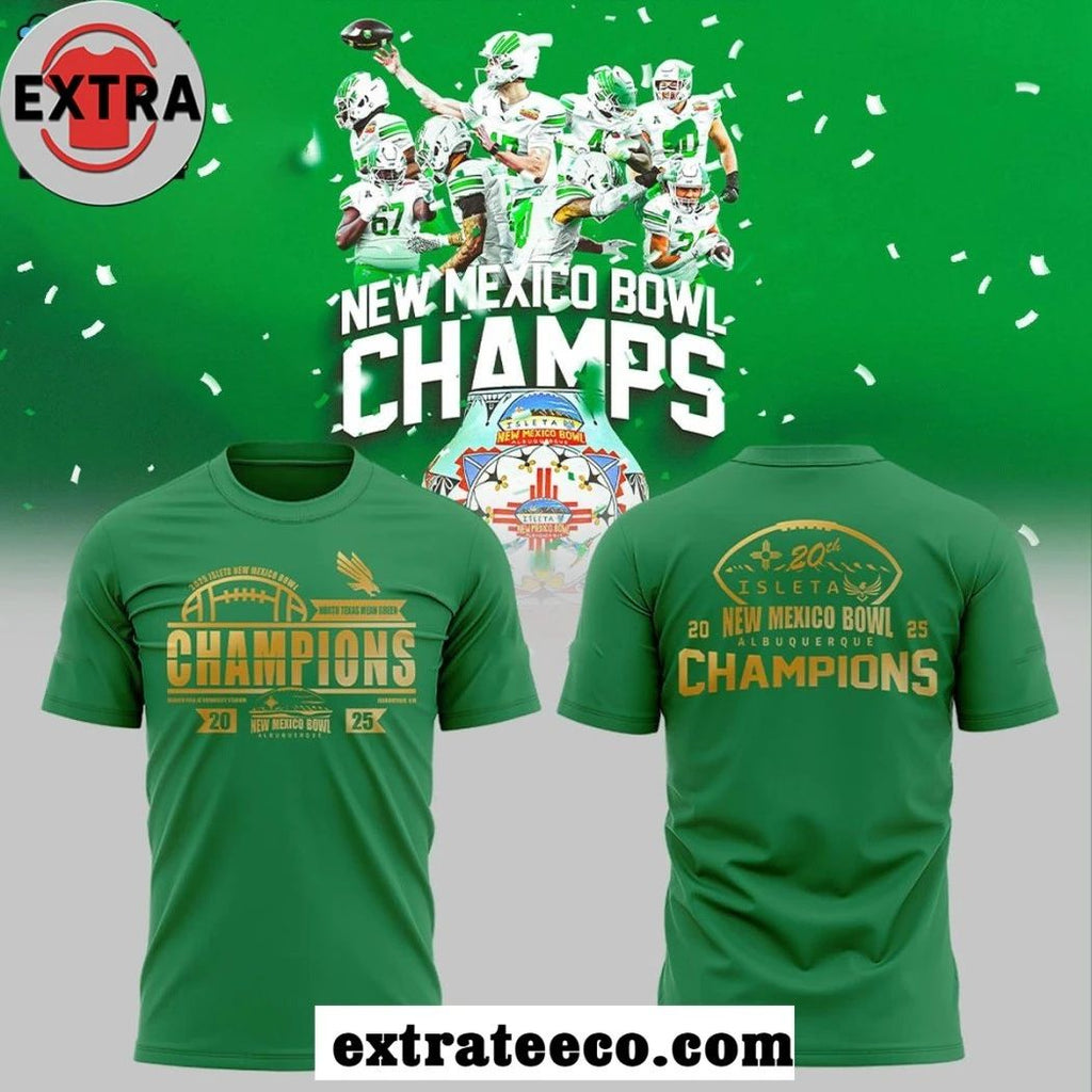 Original North Texas Mean Green 2025 New Mexico Bowl Albuquerque Champs Logo Hoodie T-Shirt