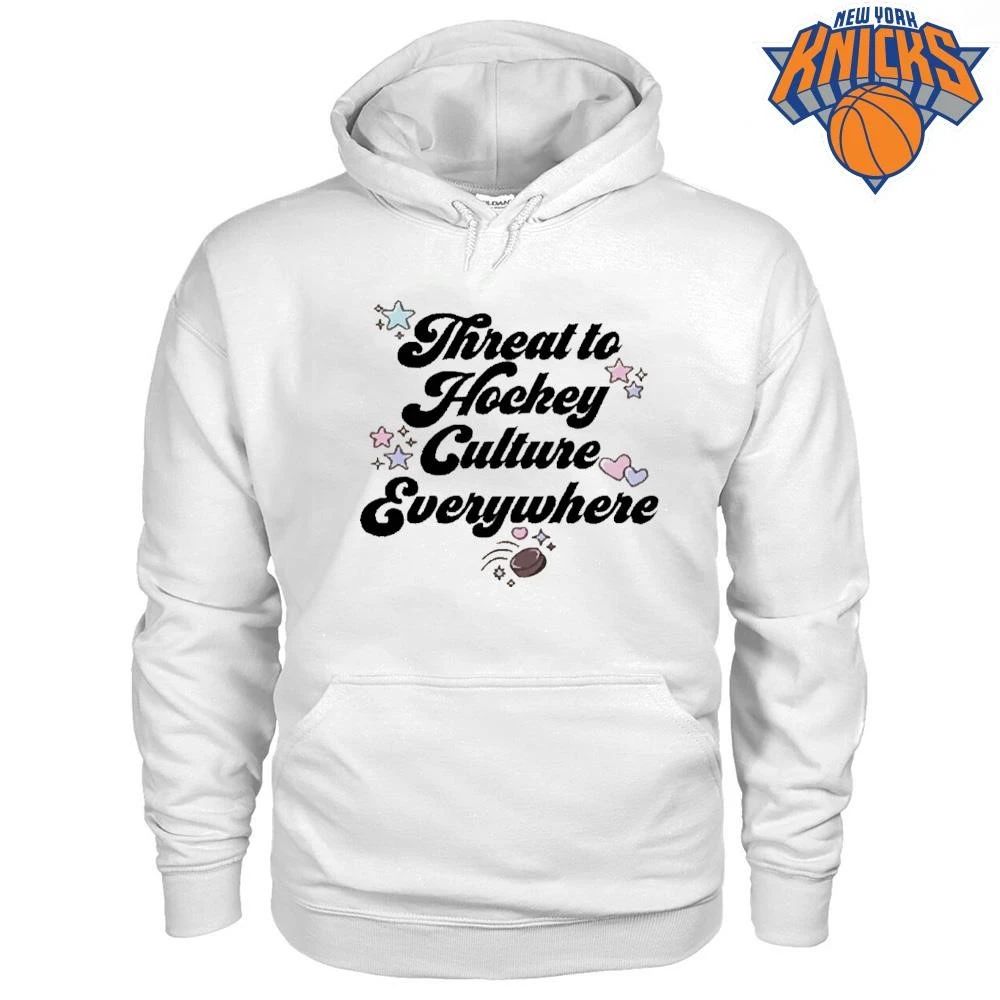 Threat To Hockey Culture Everywhere Retro Typography Ice Hockey Shirt