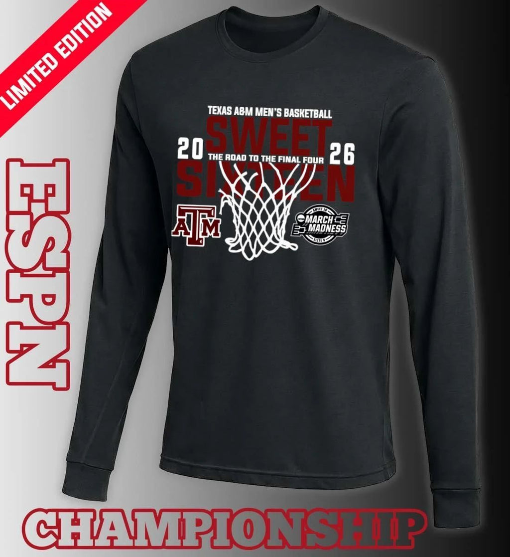 Texas A&M Men’s Basketball 2026 Sweet Sixteen The Road To The Final Four Shirt