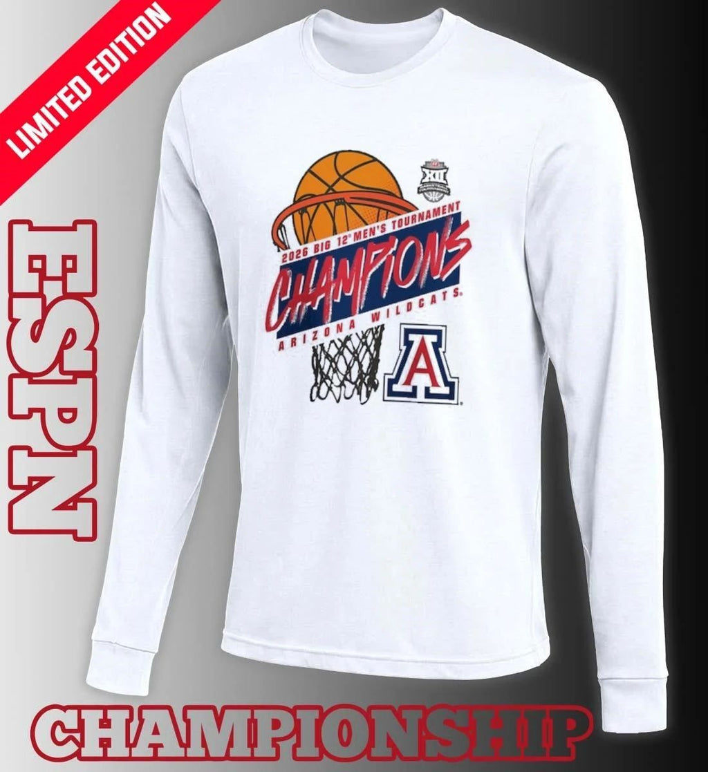 Arizona Wildcats 2026 Big 12 Men’s Basketball Tournament Champions Official T-Shirt