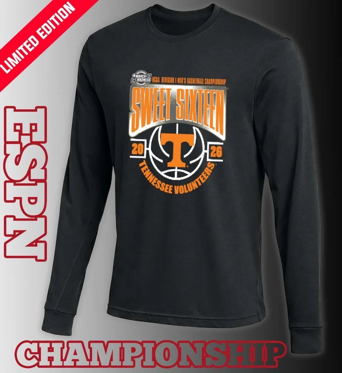 Tennessee Volunteers Sweet 16 NCAA DI Men’s Basketball Tournament March Madness 2026 T-Shirt