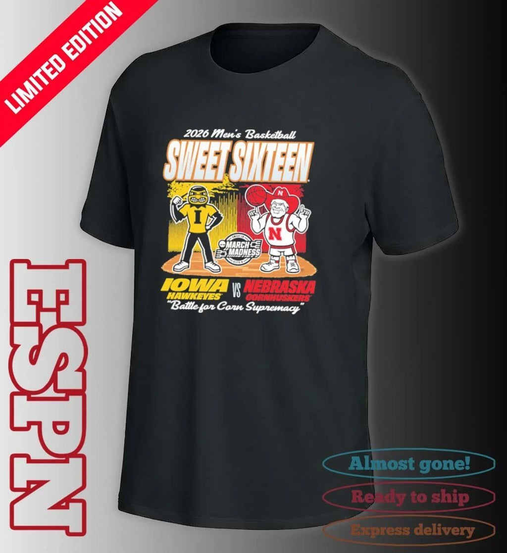 Nebraska Cornhuskers Vs Iowa Hawkeyes Mascot 2026 NCAA Men’s Basketball Sweet 16 Shirt