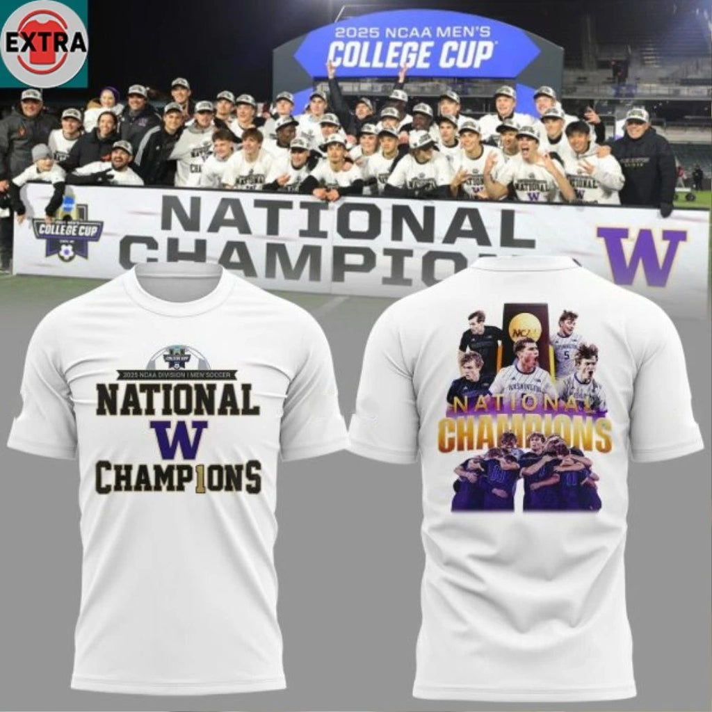Washington Huskies 2025 National Champions NCAA Men’s Soccer Logo Hoodie T-Shirt