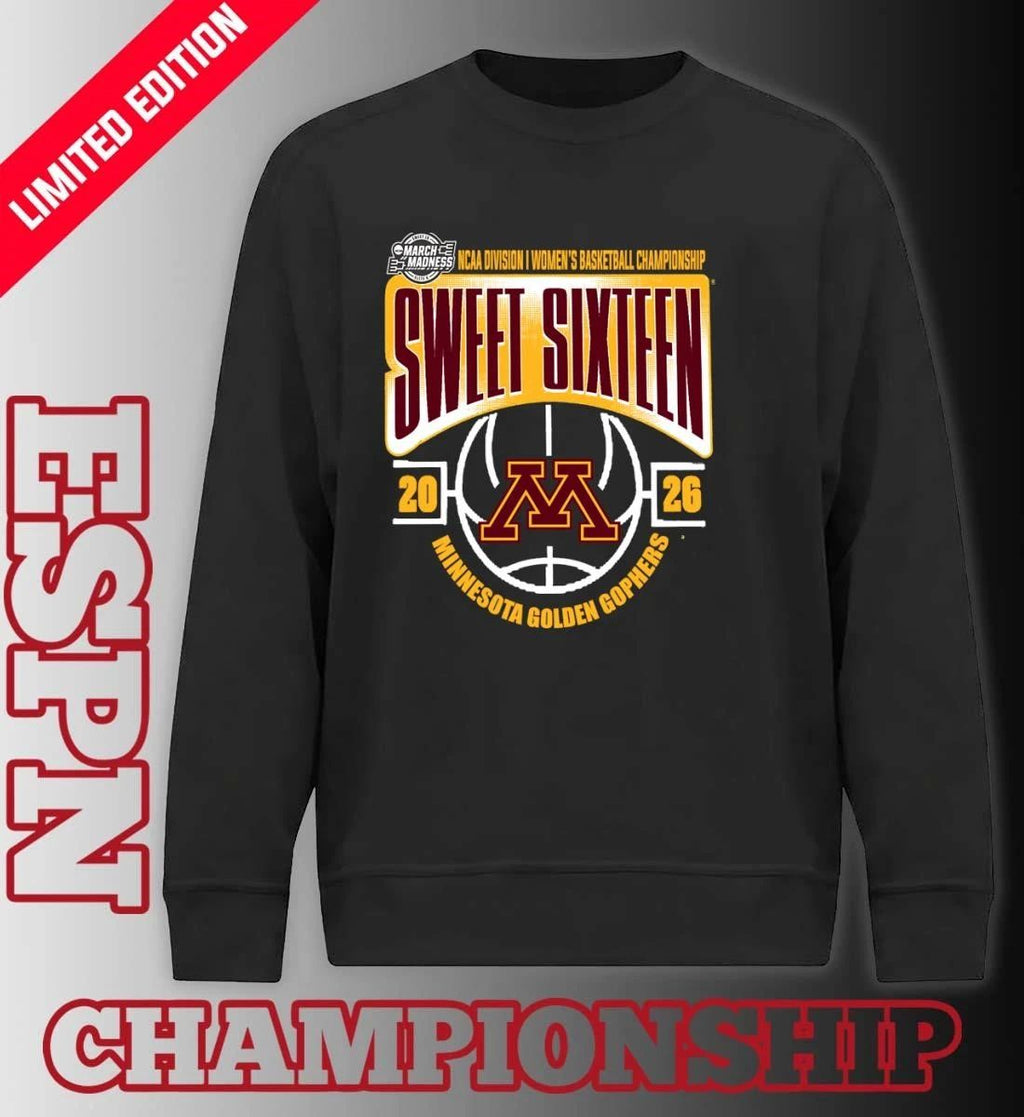 Minnesota Golden Gophers Sweet 16 NCAA DI Women’s Basketball Tournament March Madness 2026 T-Shirt