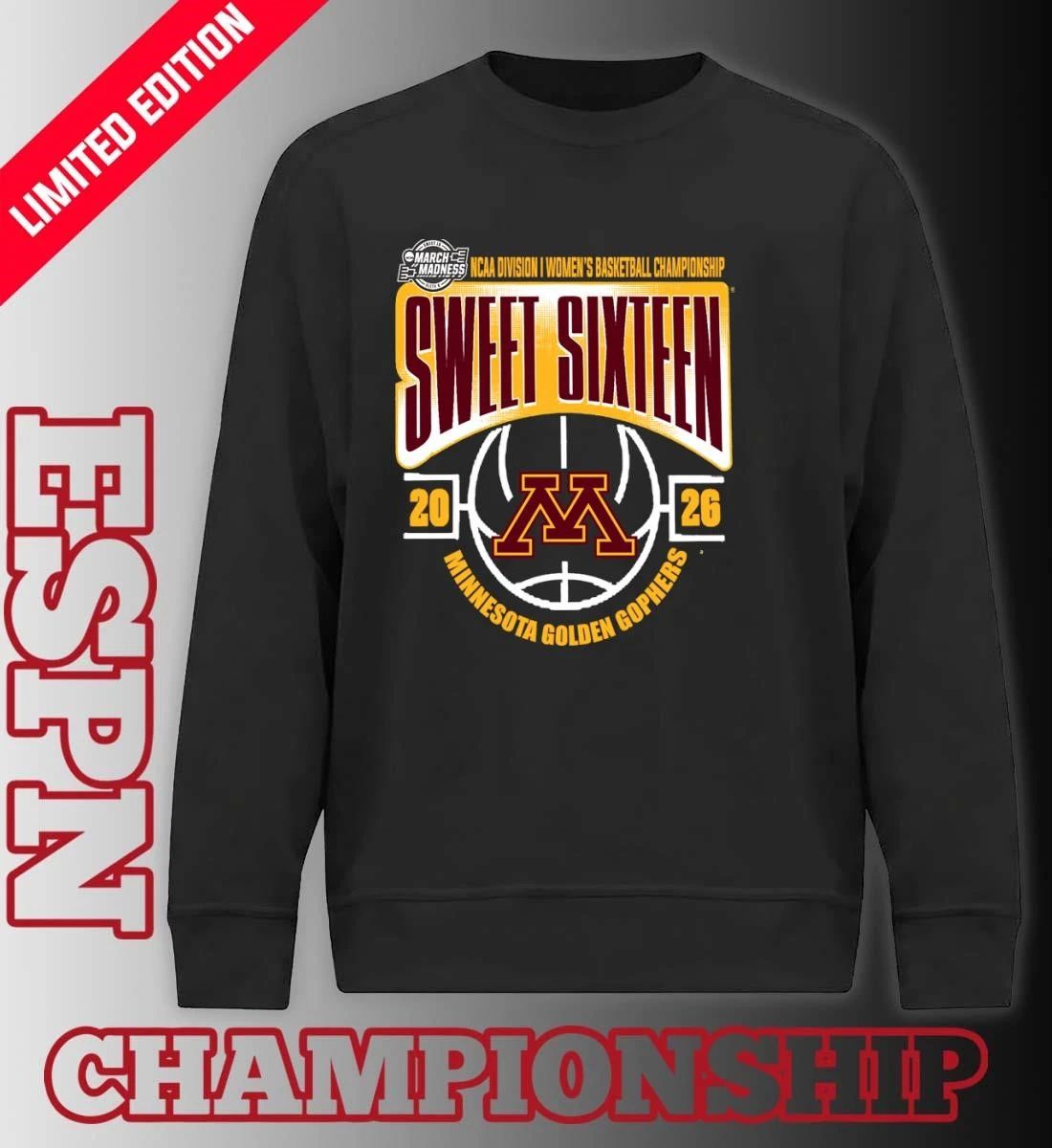 Minnesota Golden Gophers Sweet 16 NCAA DI Women’s Basketball Tournament March Madness 2026 T-Shirt