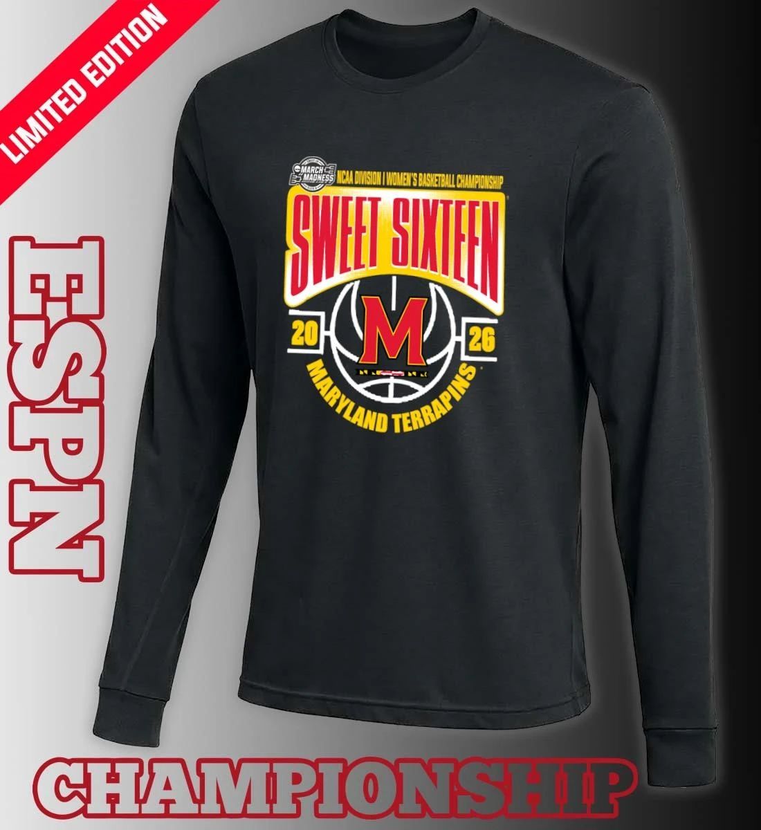 Maryland Terrapins Sweet 16 NCAA DI Women’s Basketball Tournament March Madness 2026 T-Shirt
