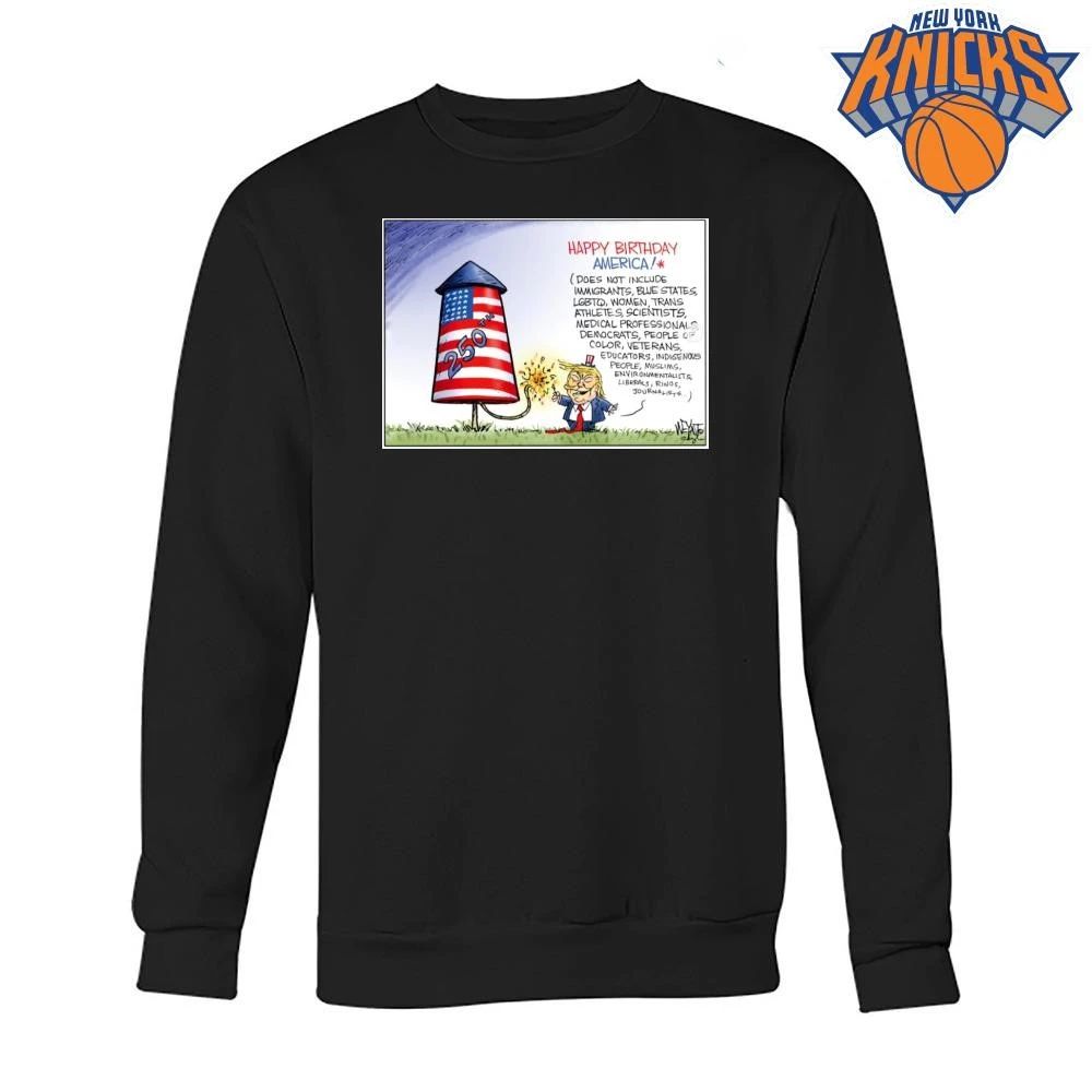 America 250 firework happy birthday but lists excluded groups funny political shirt
