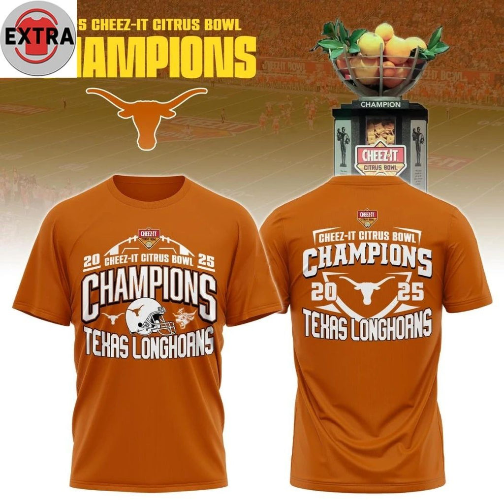 Texas Longhorns Cheez It Citrus Bowl Champions Helmet And Logo Shirt