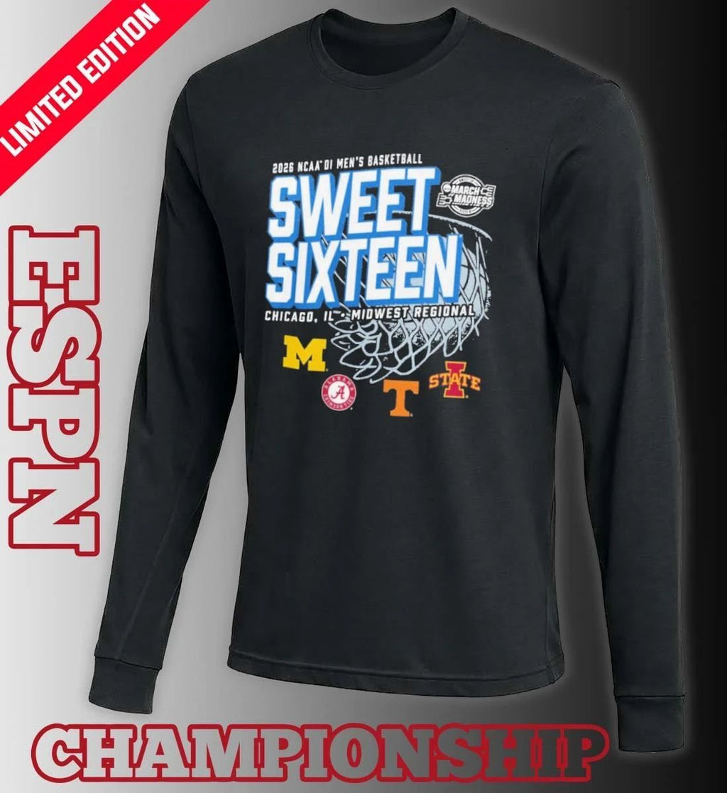 Chicago, IL Midwest Regional 2026 NCAA DI Men’s Basketball Sweet Sixteen T-Shirt