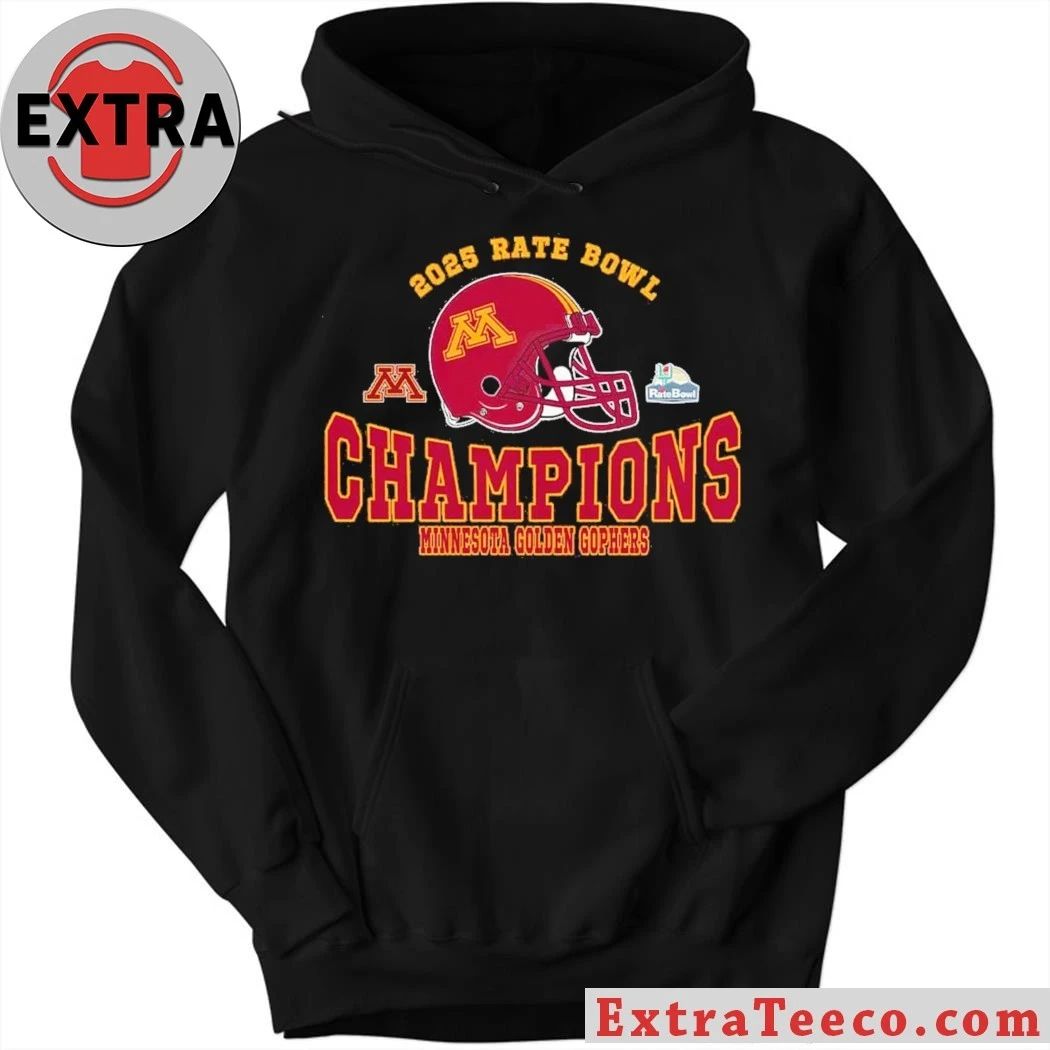 2025 Rate Bowl Champions Minnesota Golden Gophers Football Champions 2025 Rate Bowl Helmet And Logo T-Shirt