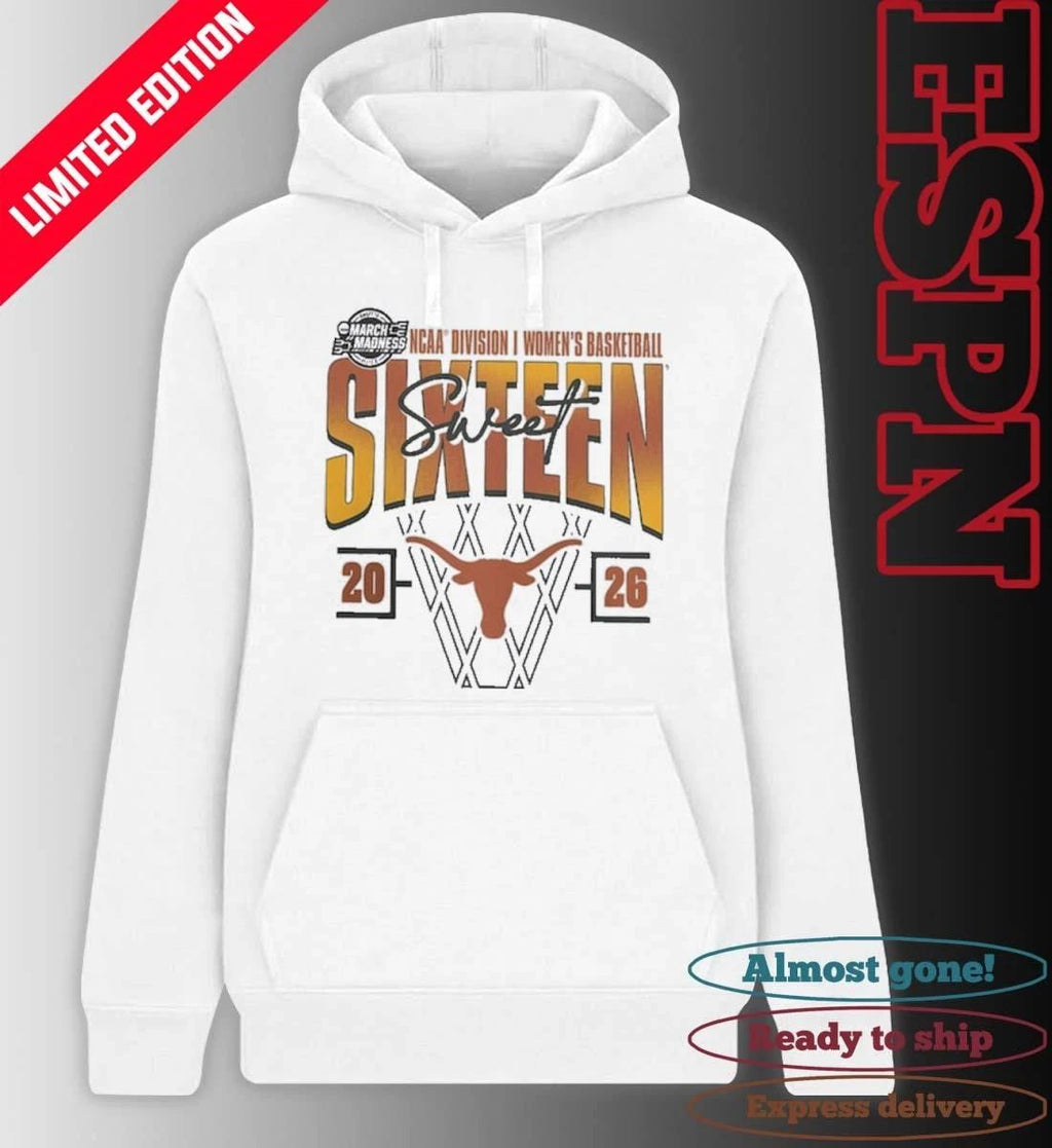 Texas Longhorns 2026 NCAA Women’s Basketball Tournament March Madness Sweet 16 Court Shot T-Shirt