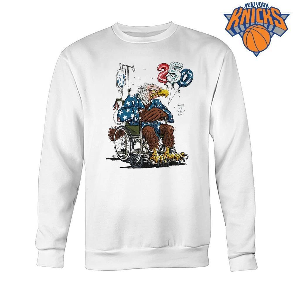 Funny Grumpy Bald Eagle Wheelchair US 250th Birthday Whoop De Do Happy 4th of July shirt