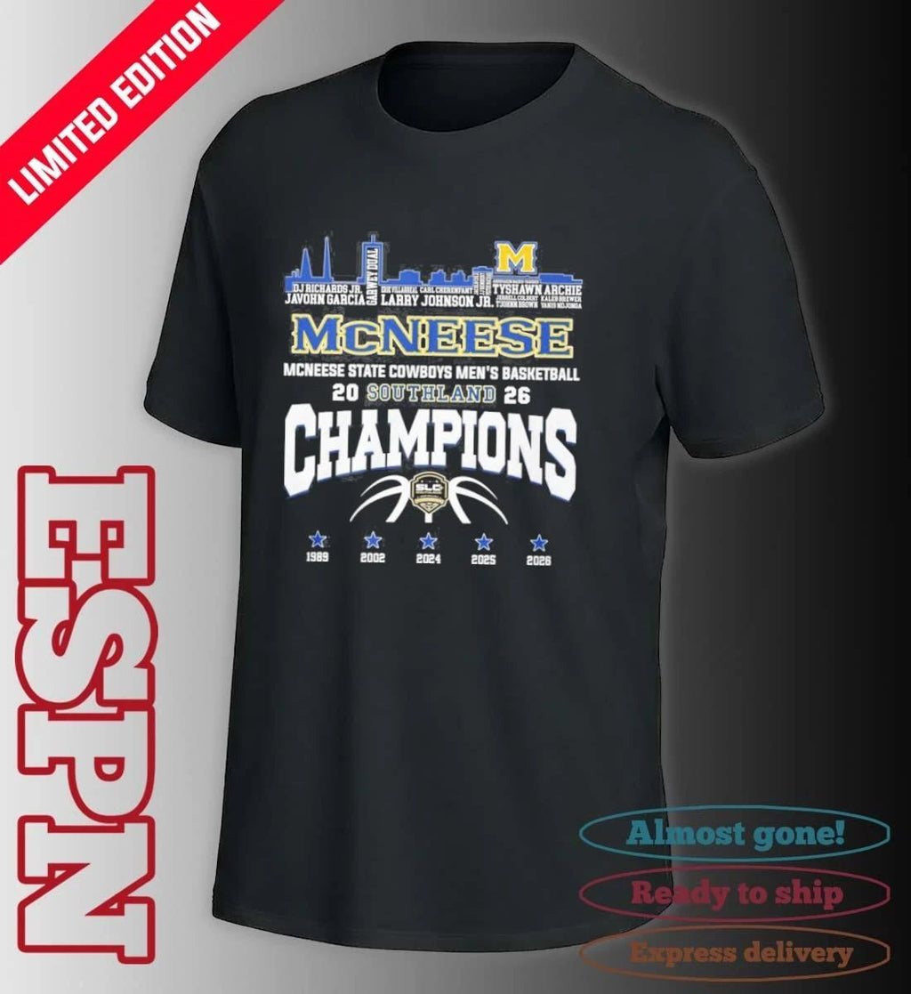Mcneese State Cowboys Skyline Player Name Southland Men’s Basketball Champions Shirt
