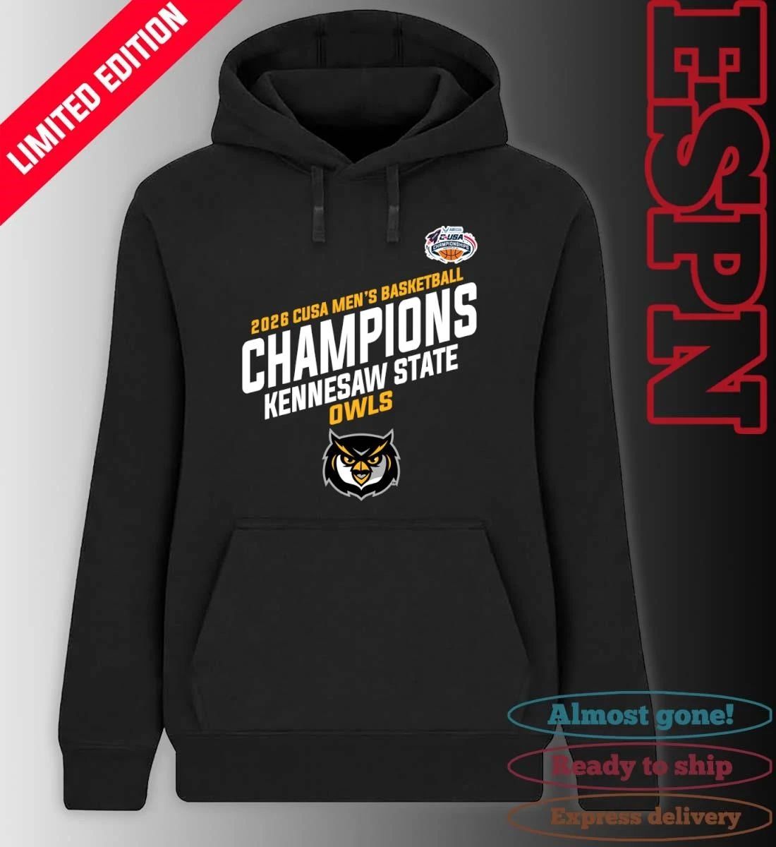 Kennesaw State Owls C-USA Men’s Basketball Tournament Champions Locker Room T-Shirt