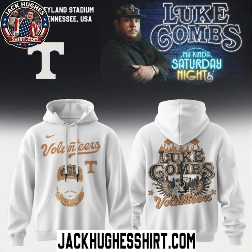 Tennessee Volunteers x Luke Combs My Kinda Saturday Night 2026 White Logo T-Shirt