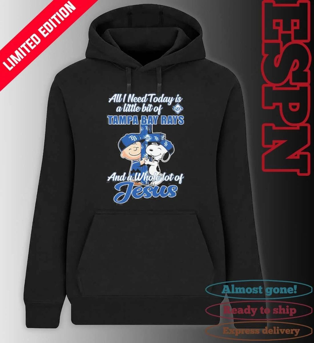 The Peanuts All I Need Today Is A Little Bit Of Tampa Bay Rays And A Whole Lot Of Jesus 2026 Shirt