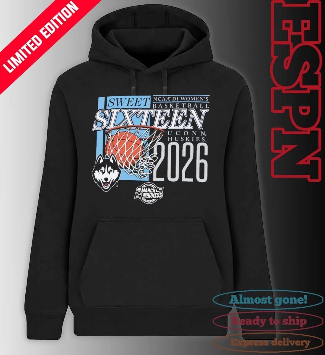 Uconn Huskies 2026 NCAA DI Women’s Basketball Sweet Sixteen – Fort Worth Regional T-Shirt