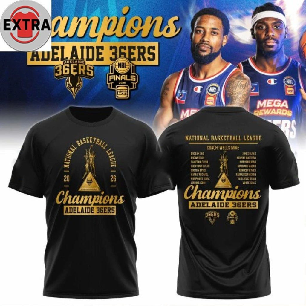 Adelaide 36ers 2026 NBA Champions Locker Room Logo Two Sided Shirt