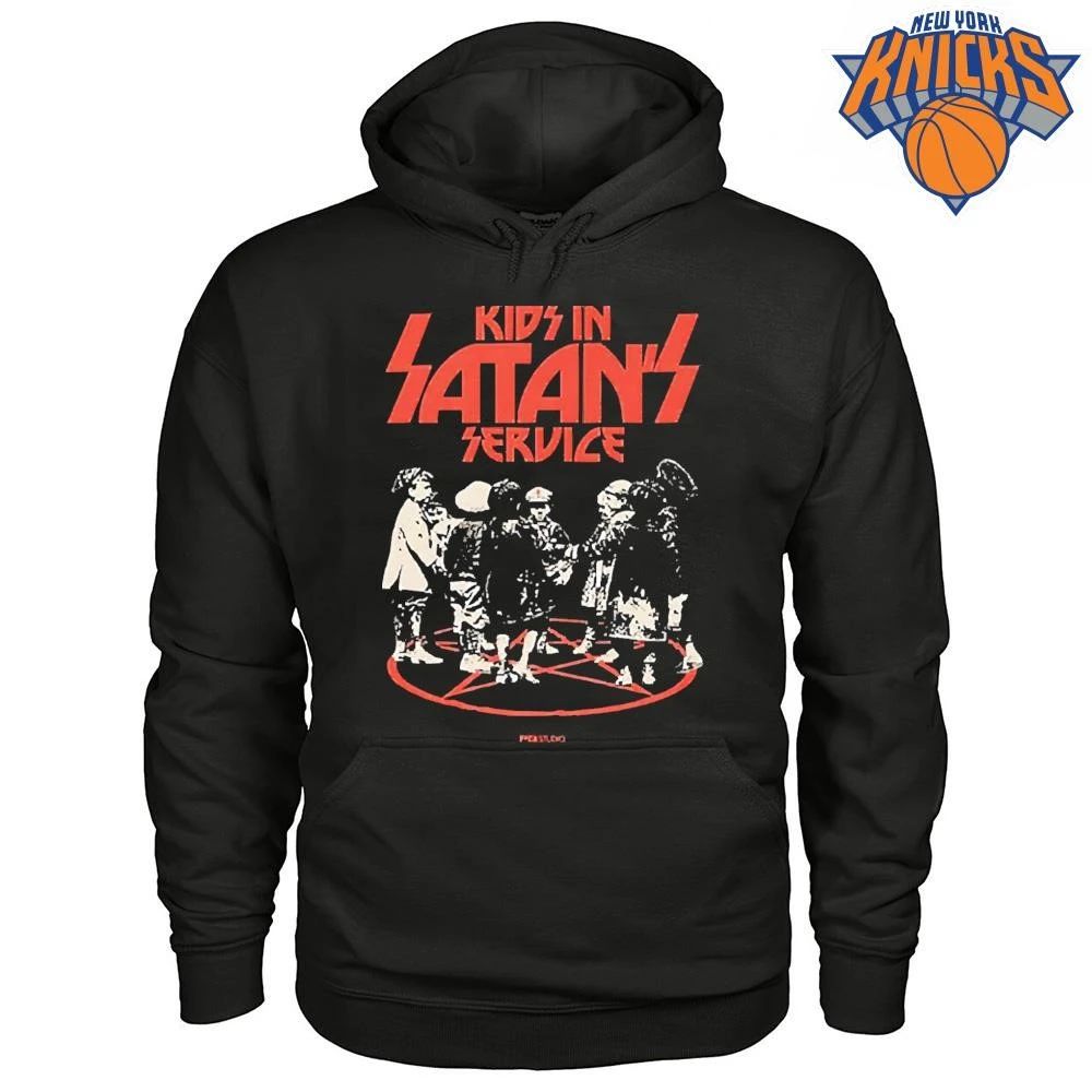 Kids In Satans Service Vintage Retro Occult Pentagram Ritual Heavy Metal Style Parody Shirt