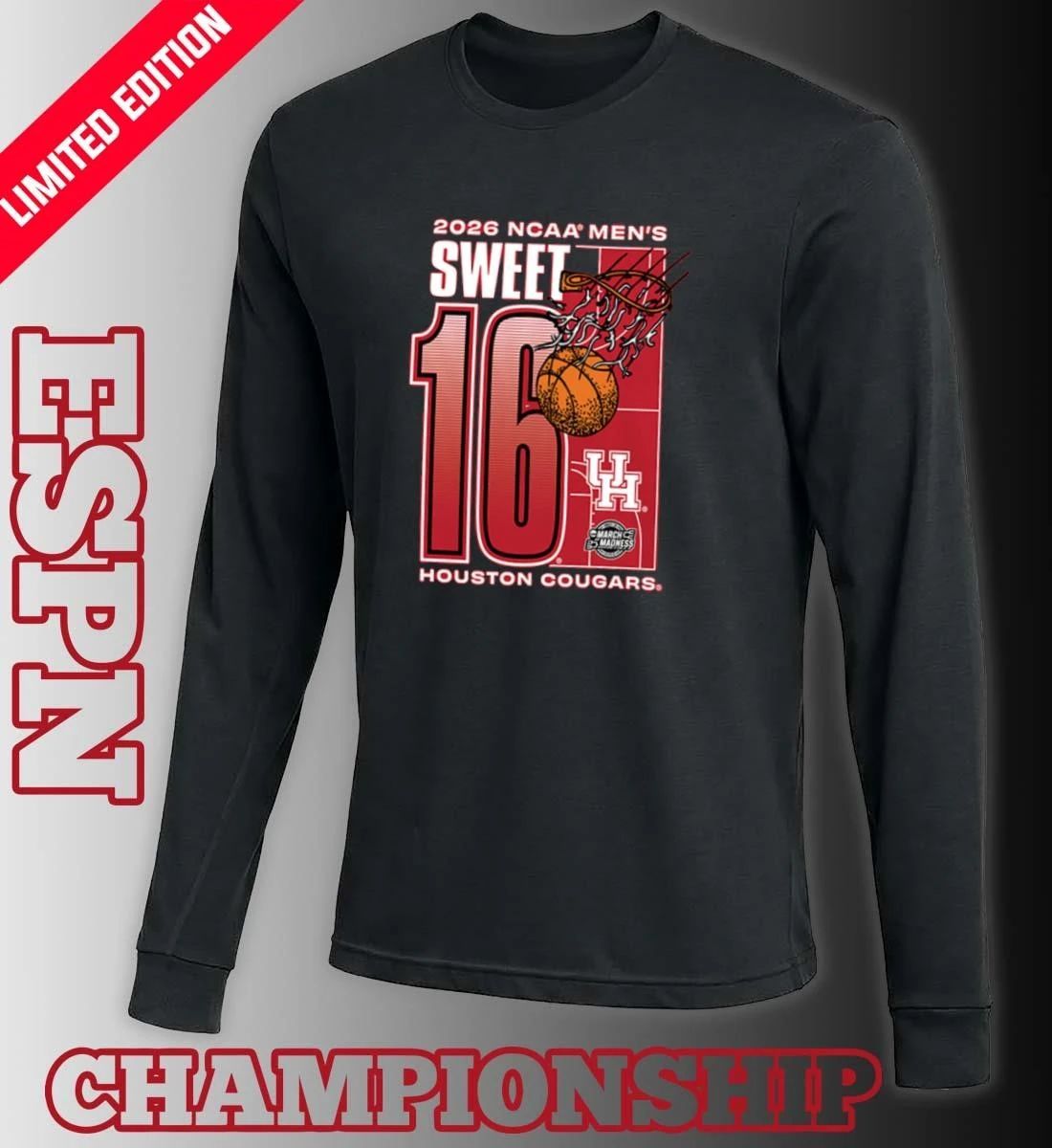 Houston Cougars 2026 NCAA March Madness Sweet 16 Bound Net Shirt