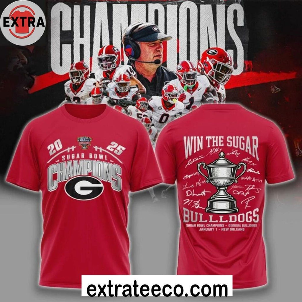Original Georgia Bulldogs Sugar Bowl Champs 2026 Win The Sugar Cup And Logo Hoodie T-Shirt
